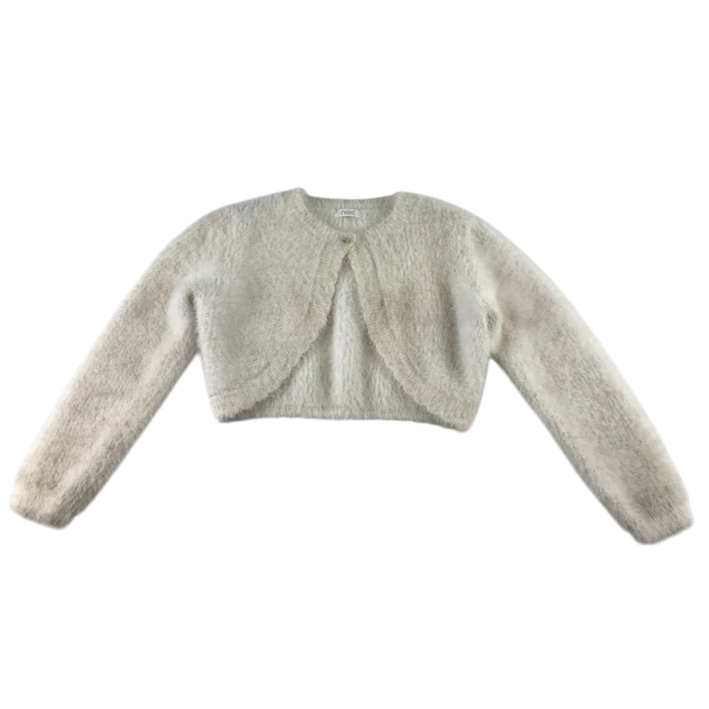 Next 5-6 years cream fluffy cardigan nylon acrylic polyester