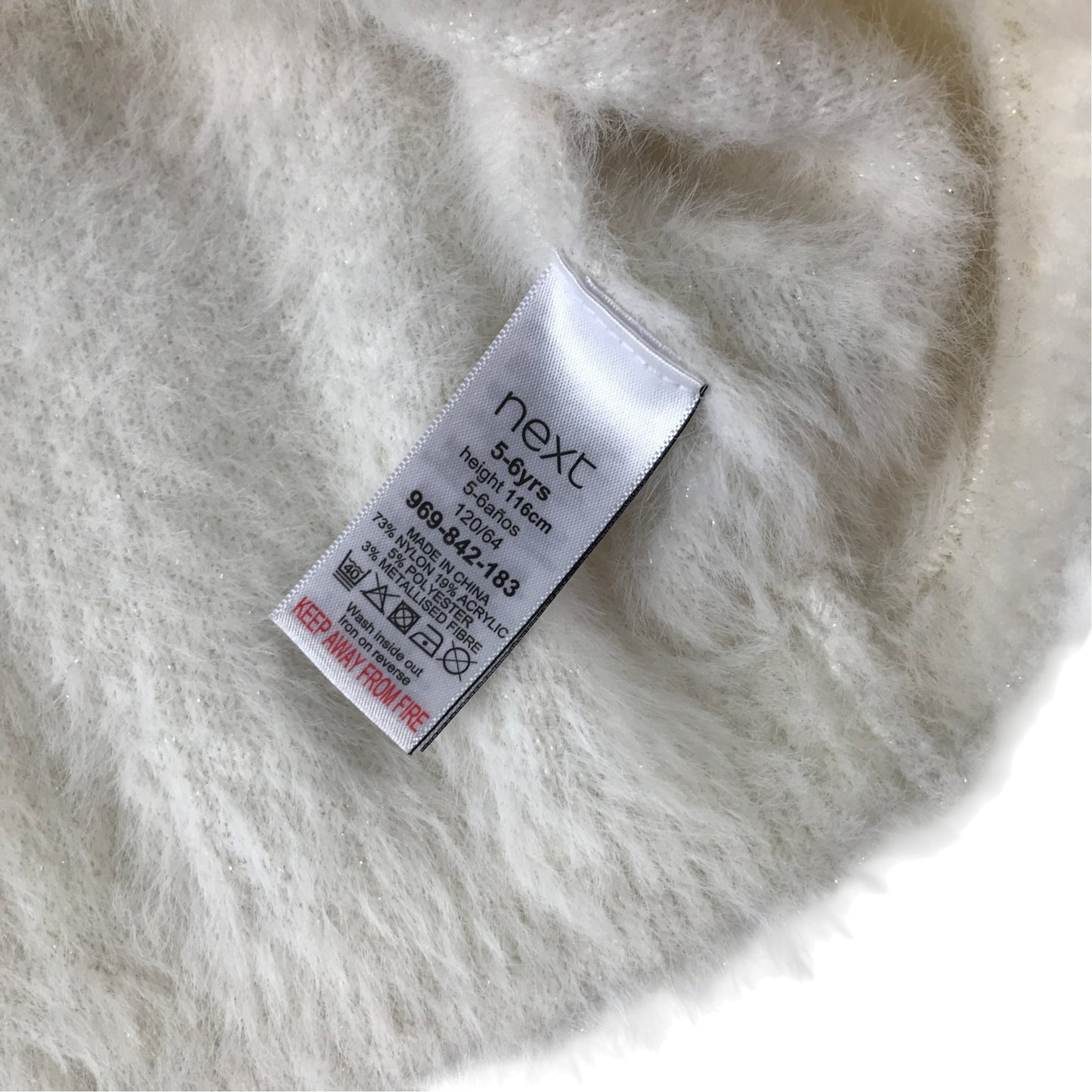 Next 5-6 years cream fluffy cardigan nylon acrylic polyester