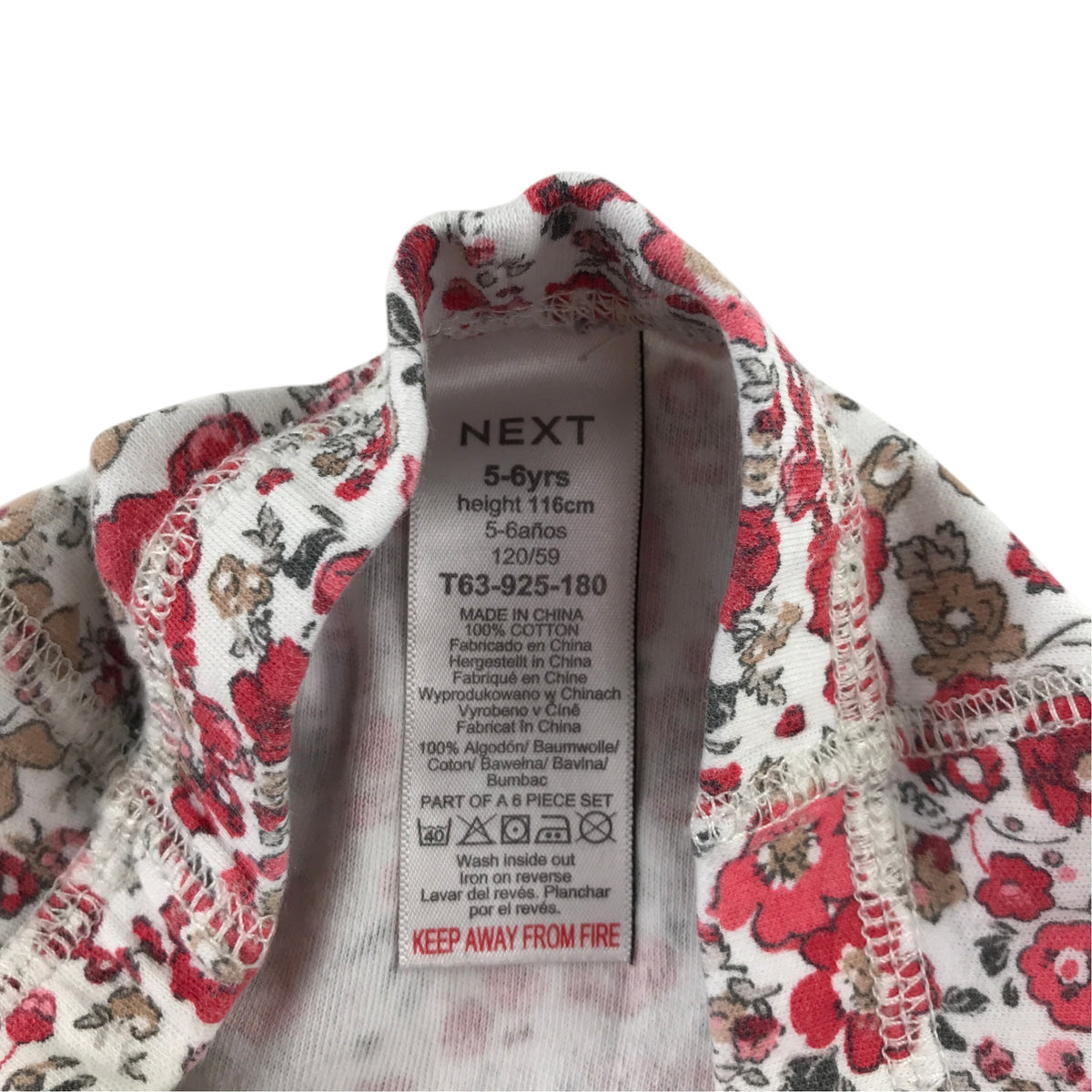 Next 5-6 years floral pyjama set cotton
