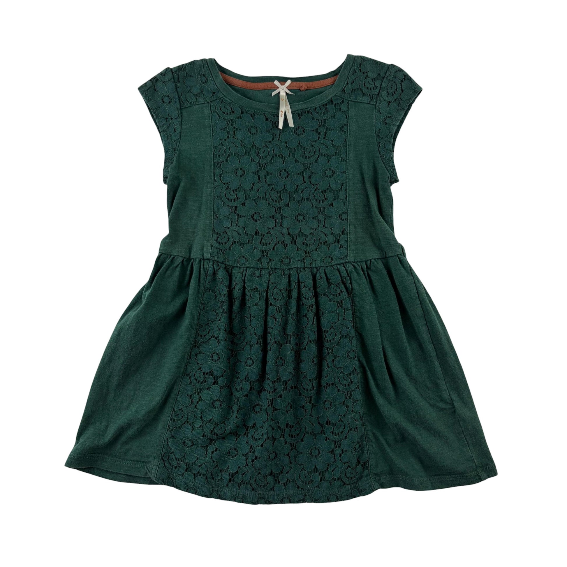 Next 5-6 years green floral pattern dress cotton