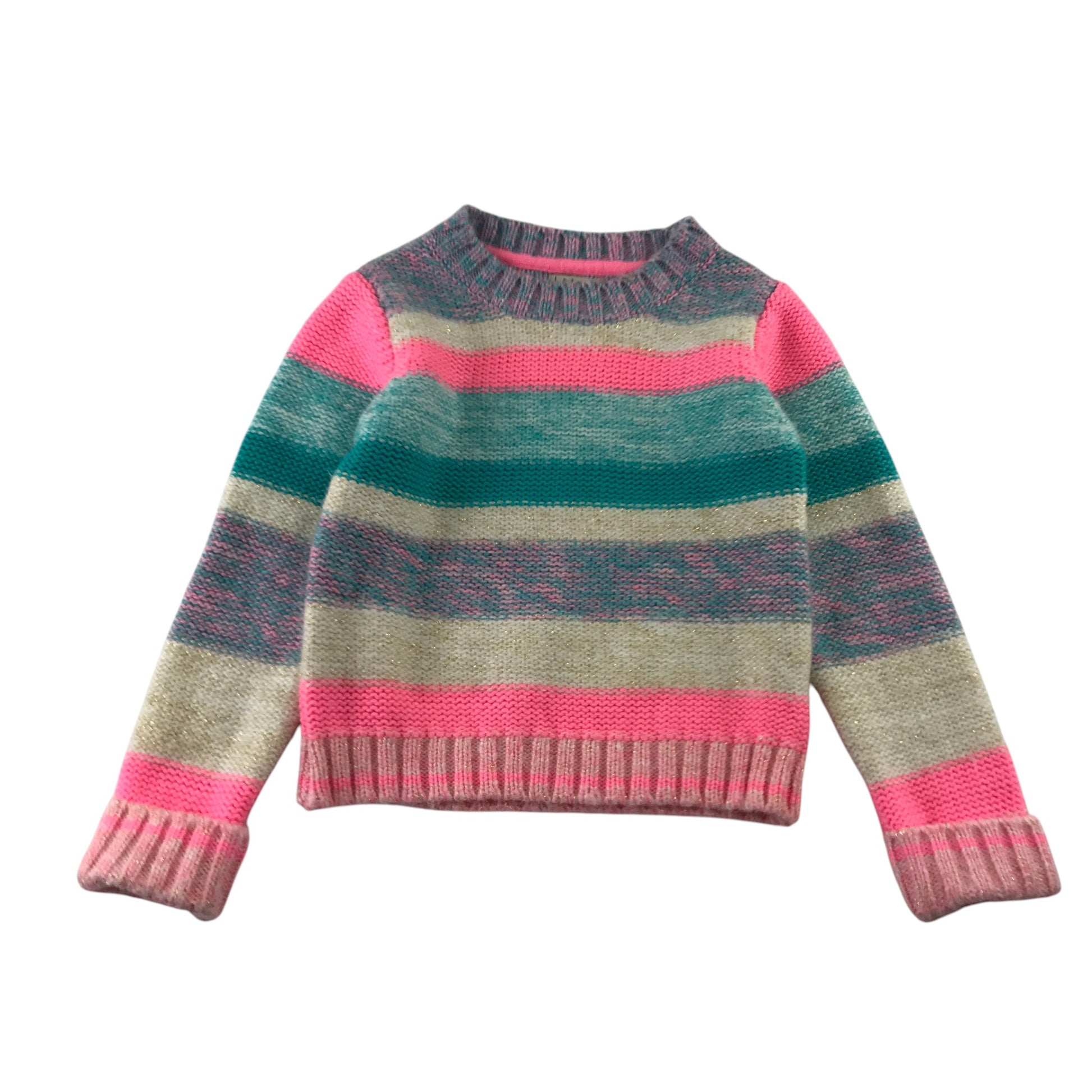 Next 5-6 years pink and blue stripy jumper acrylic polyester