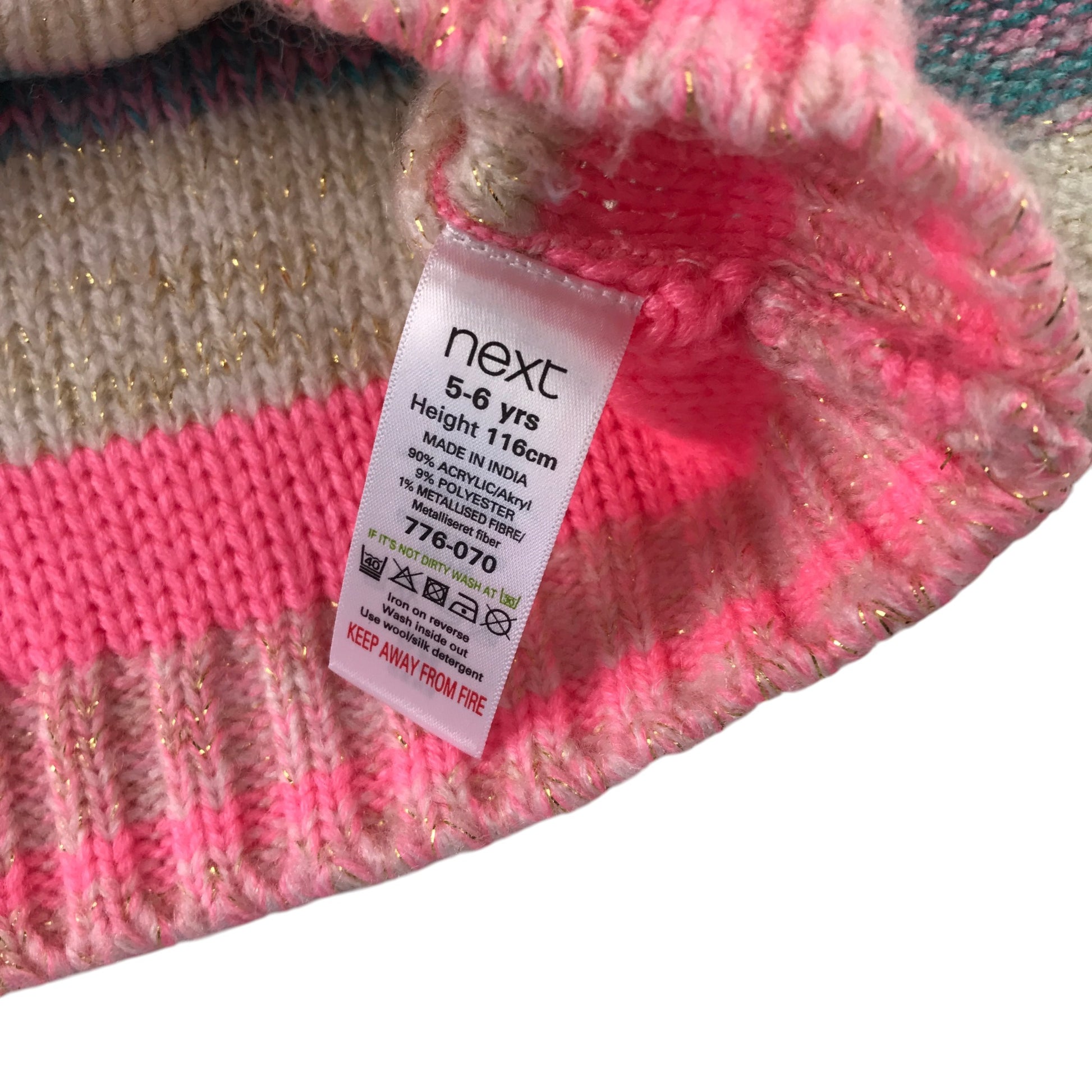 Next 5-6 years pink and blue stripy jumper acrylic polyester