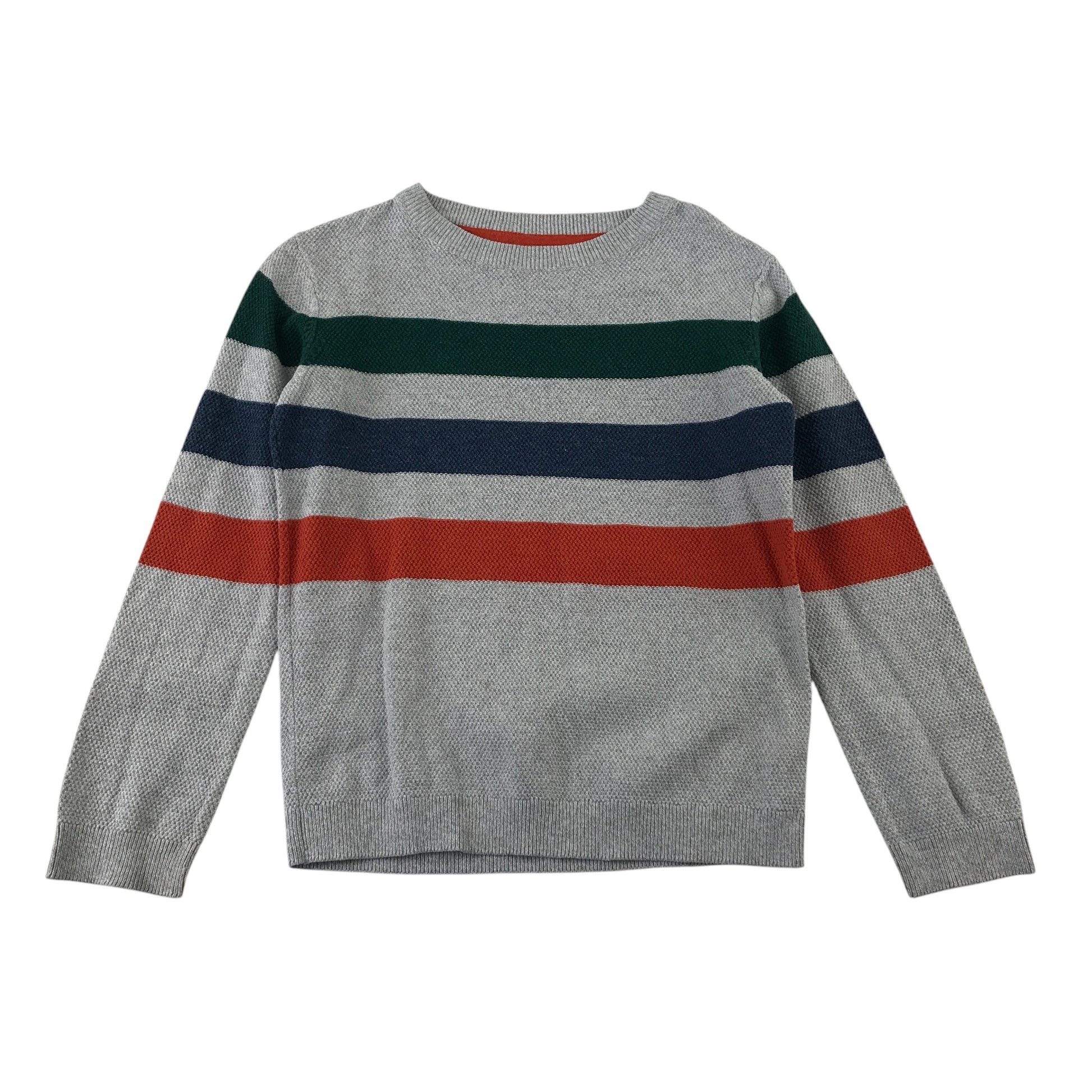 Next 6-7 years grey jumper tri-colour stripes cotton