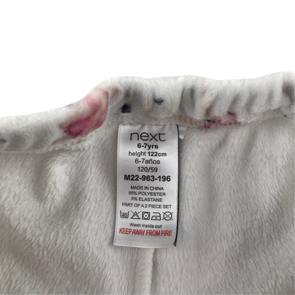 Next 6-7 years white pyjama set polyester elastane