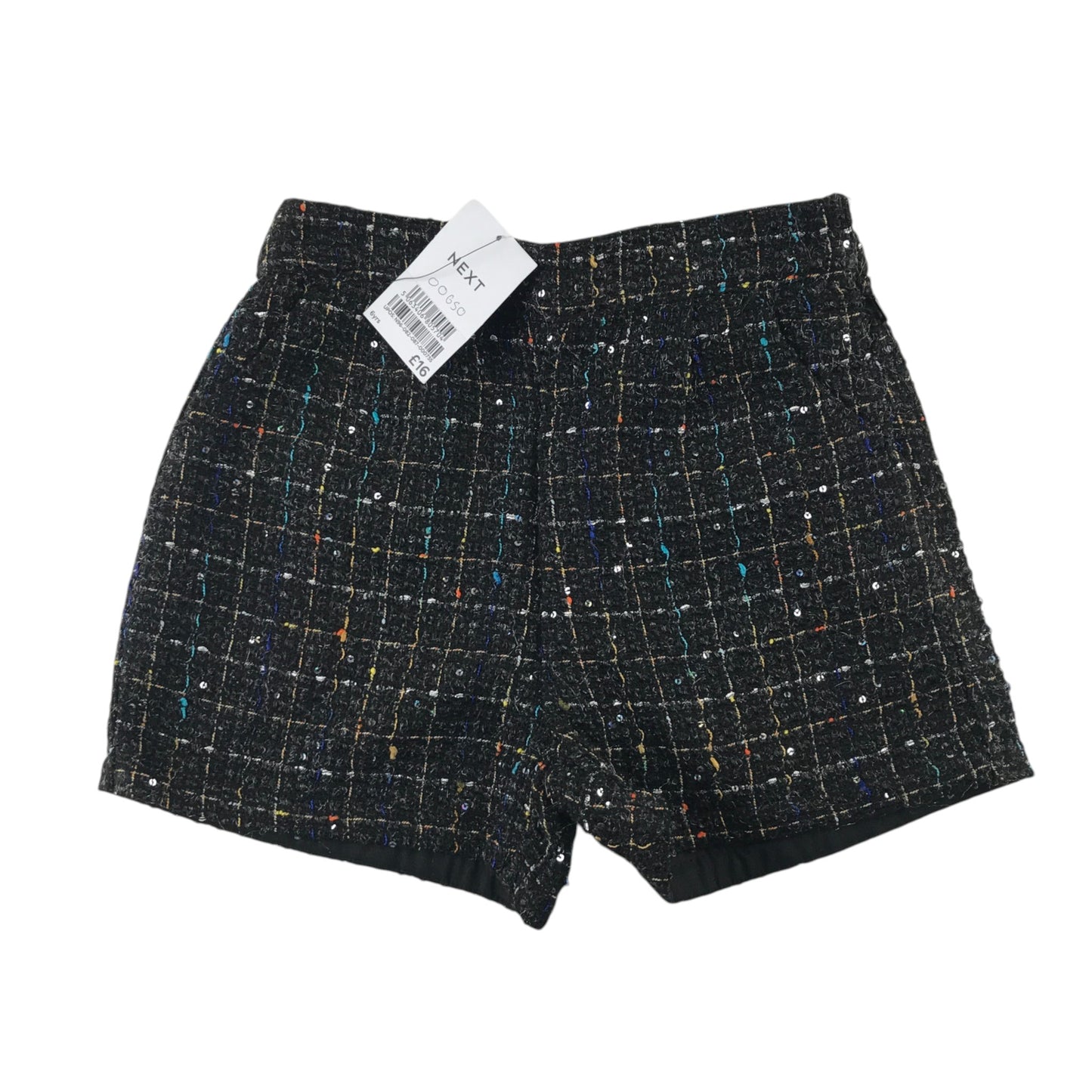 Next 6 years black shorts polyester nylon wool metallised fibre cotton