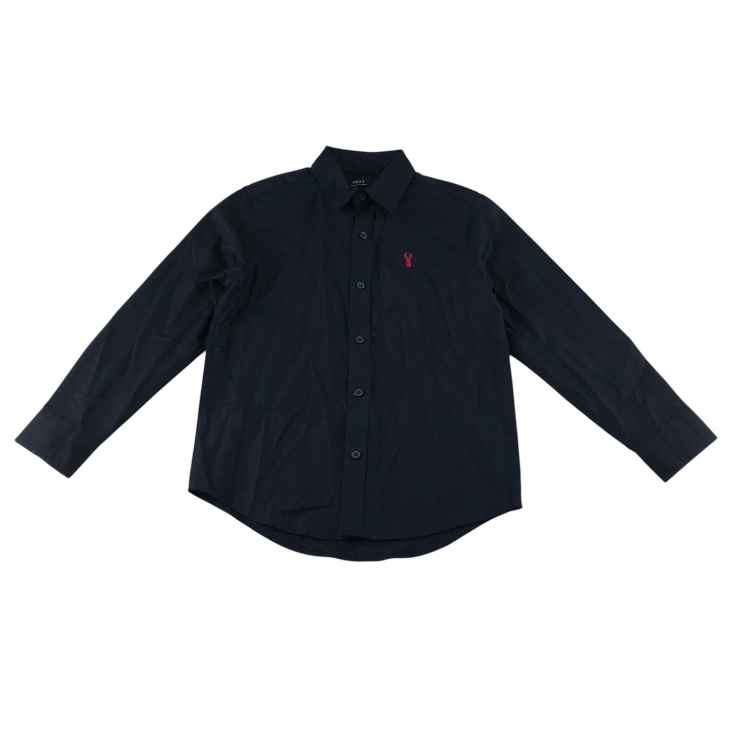 Next 6 years navy blue dress shirt cotton elastane