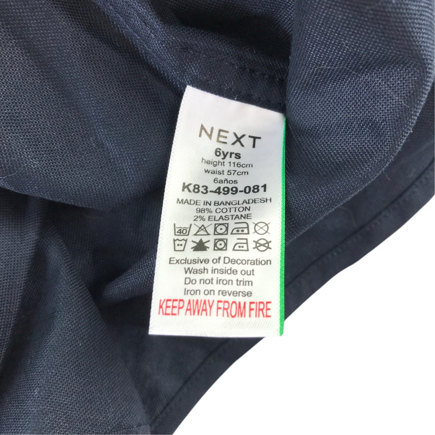 Next 6 years navy blue dress shirt cotton elastane