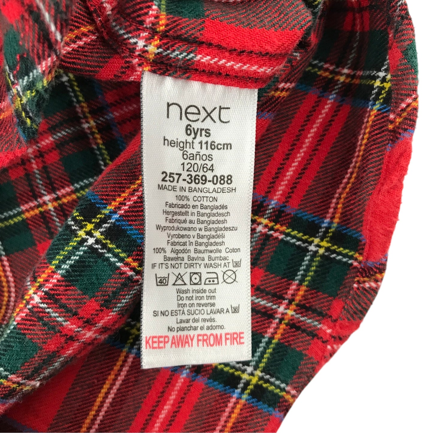 Next 6 years red tartan check shirt cotton