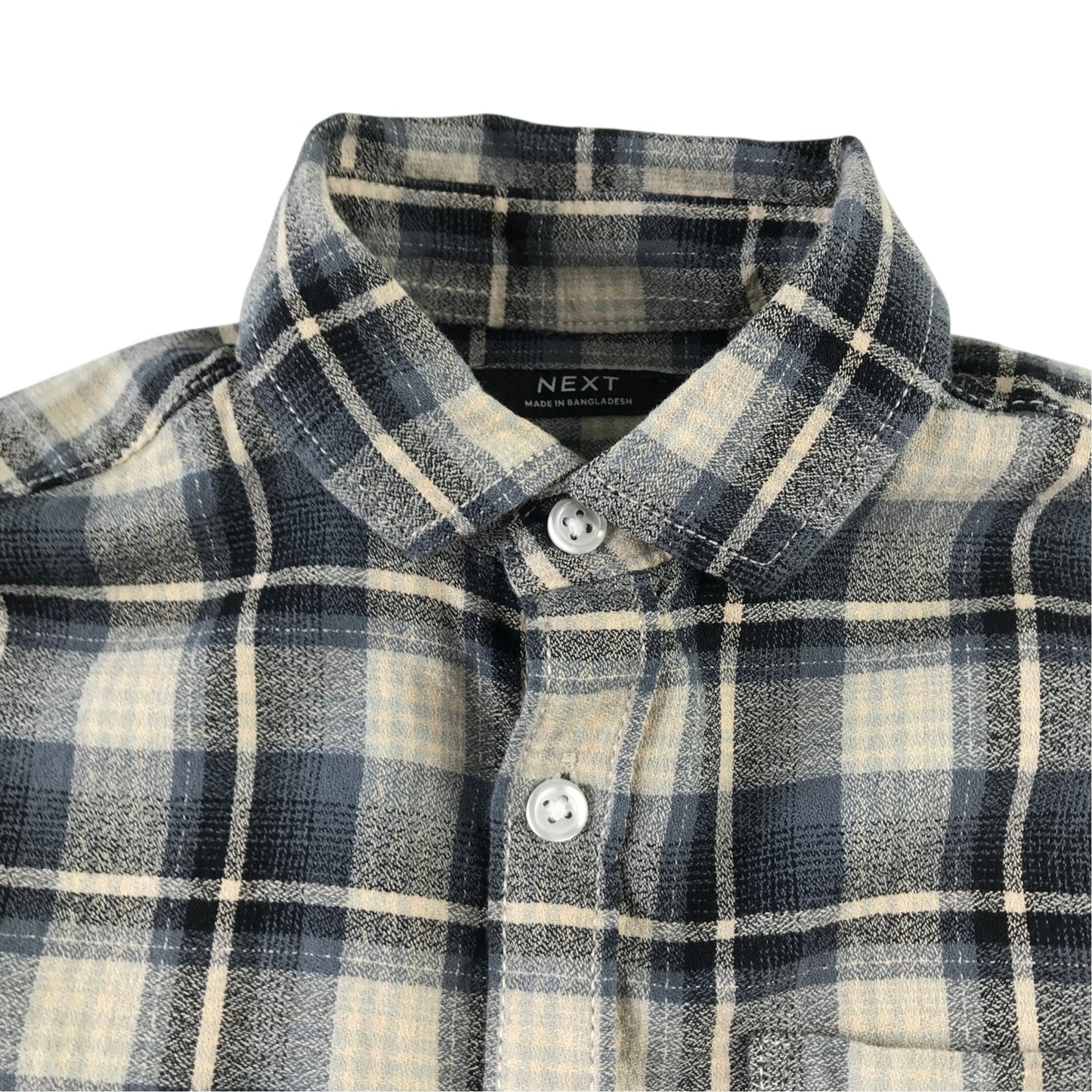 Next 7 years grey tartan check shirt cotton