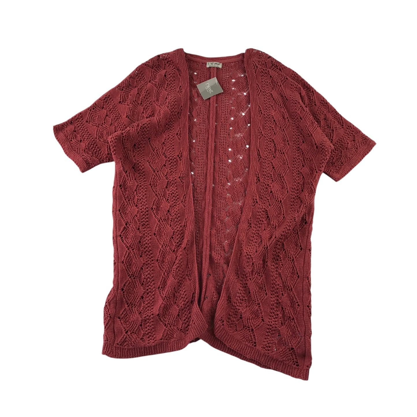 Next 9-10 years terracotta red long open cardigan cotton