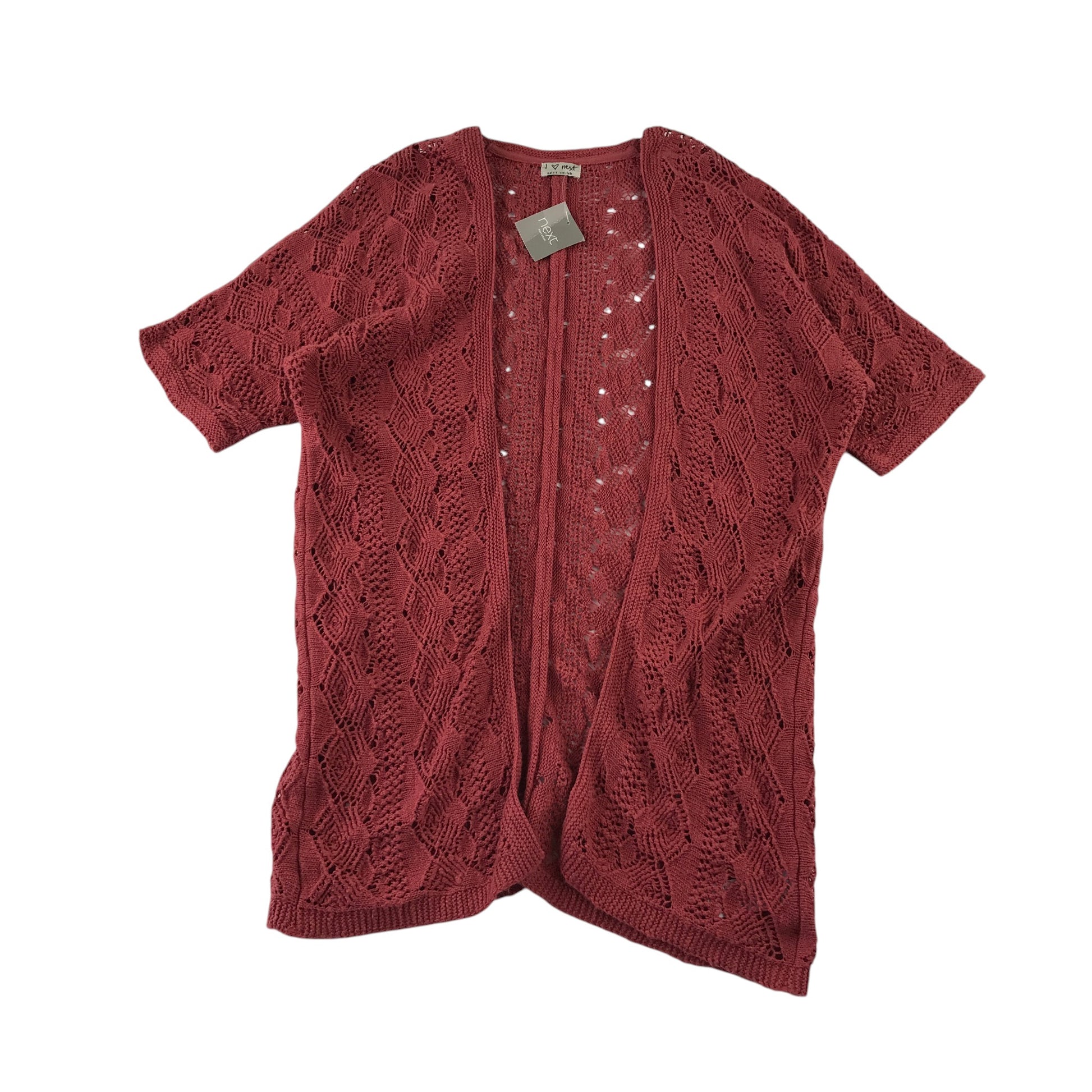 Next 9-10 years terracotta red long open cardigan cotton
