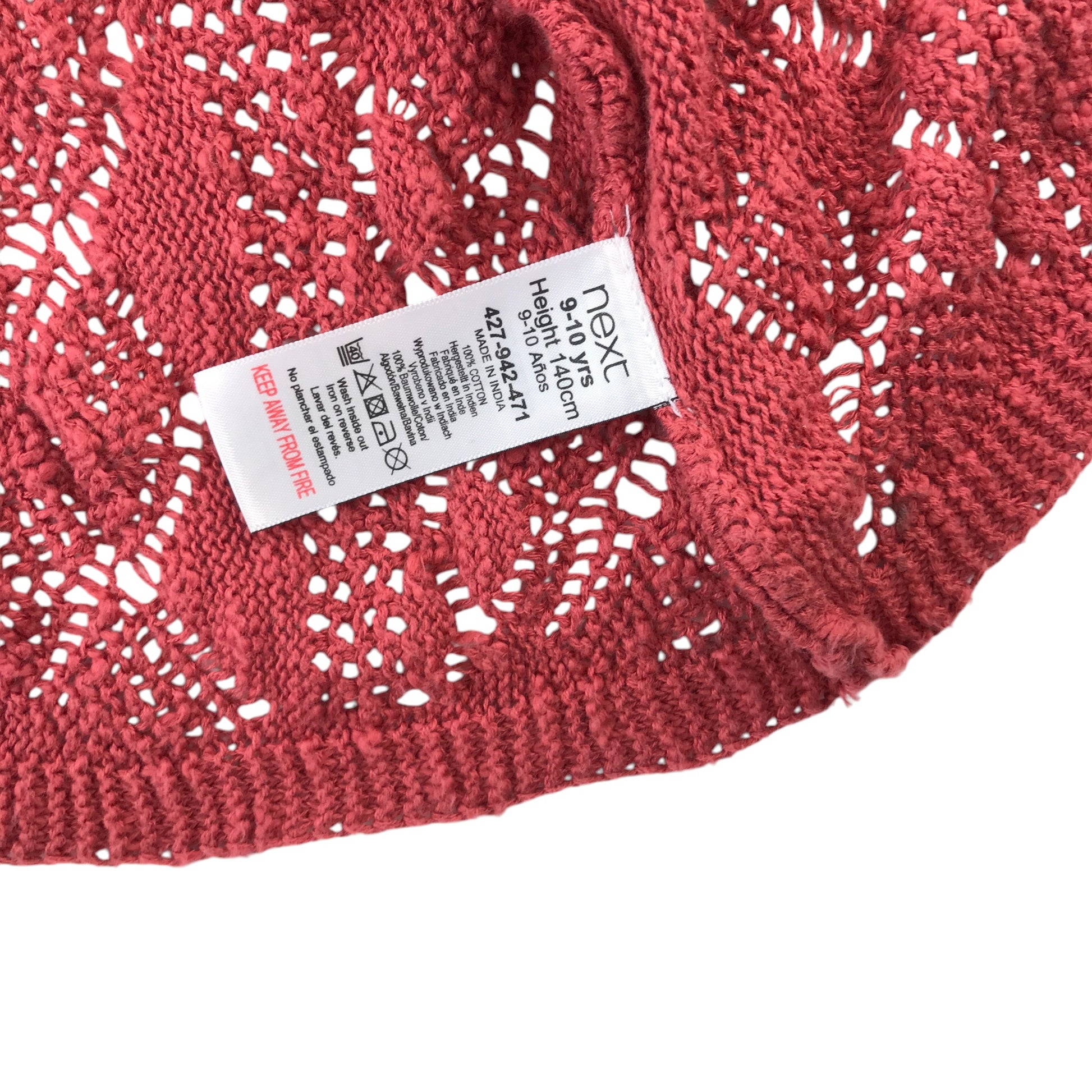 Next 9-10 years terracotta red long open cardigan cotton