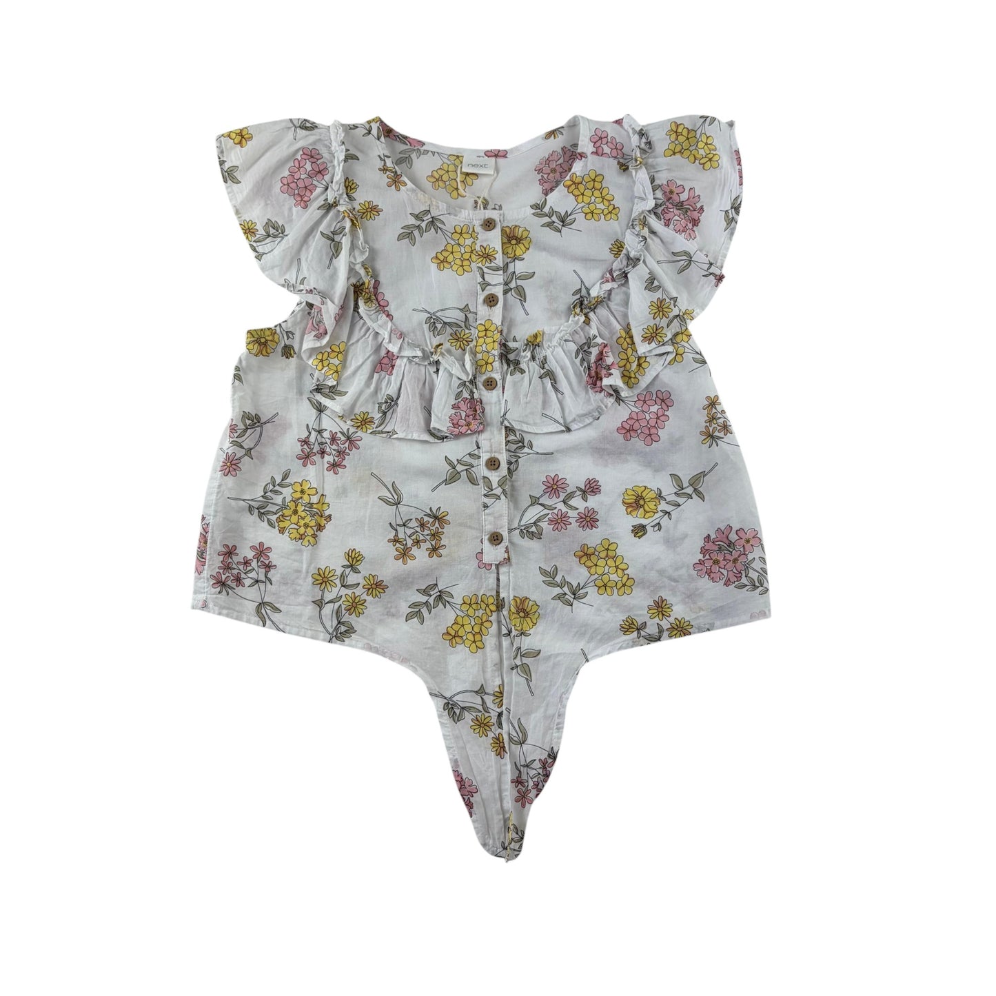 Next 9-10 years white floral blouse cotton