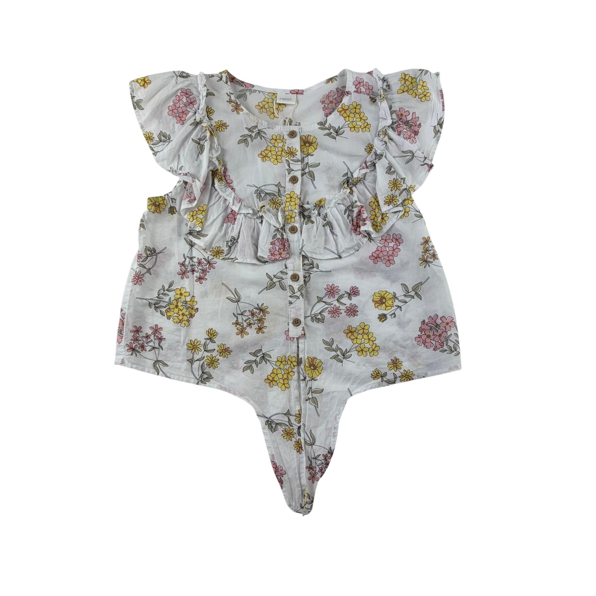 Next 9-10 years white floral blouse cotton
