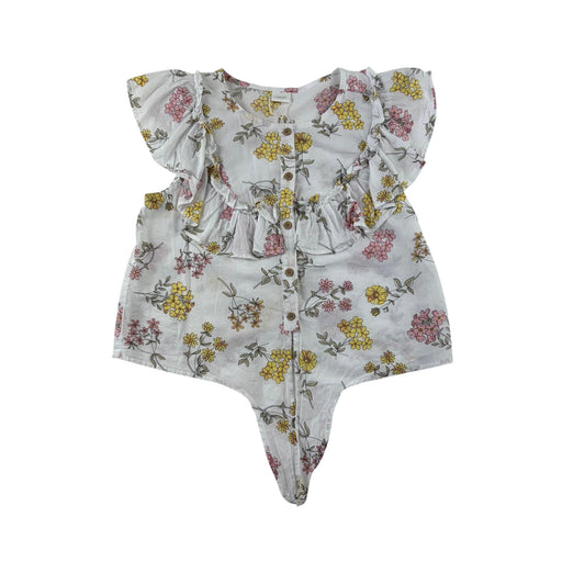 Next 9-10 years white floral blouse cotton
