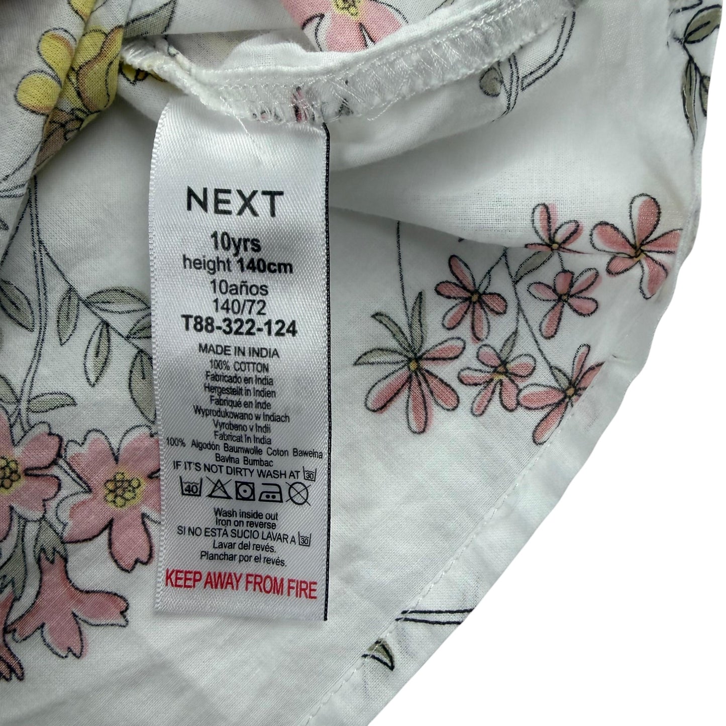 Next 9-10 years white floral blouse cotton