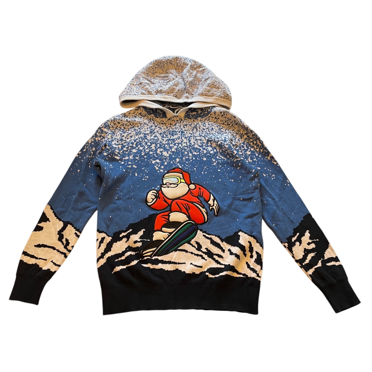 Next 10-11 years blue snowboard Santa Christmas hoodie cotton