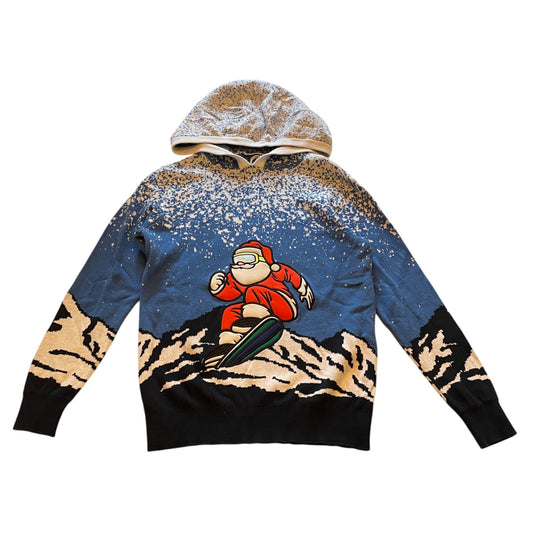 Next 10-11 years blue snowboard Santa Christmas hoodie cotton