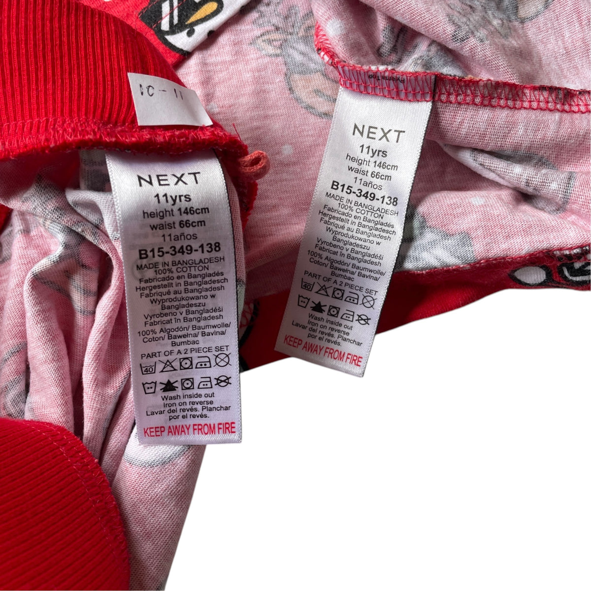 Next 10-11 years red Christmas pyjama set cotton