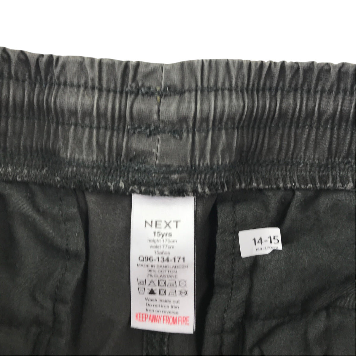 Next 14-15 years grey cargo trousers cotton elastane
