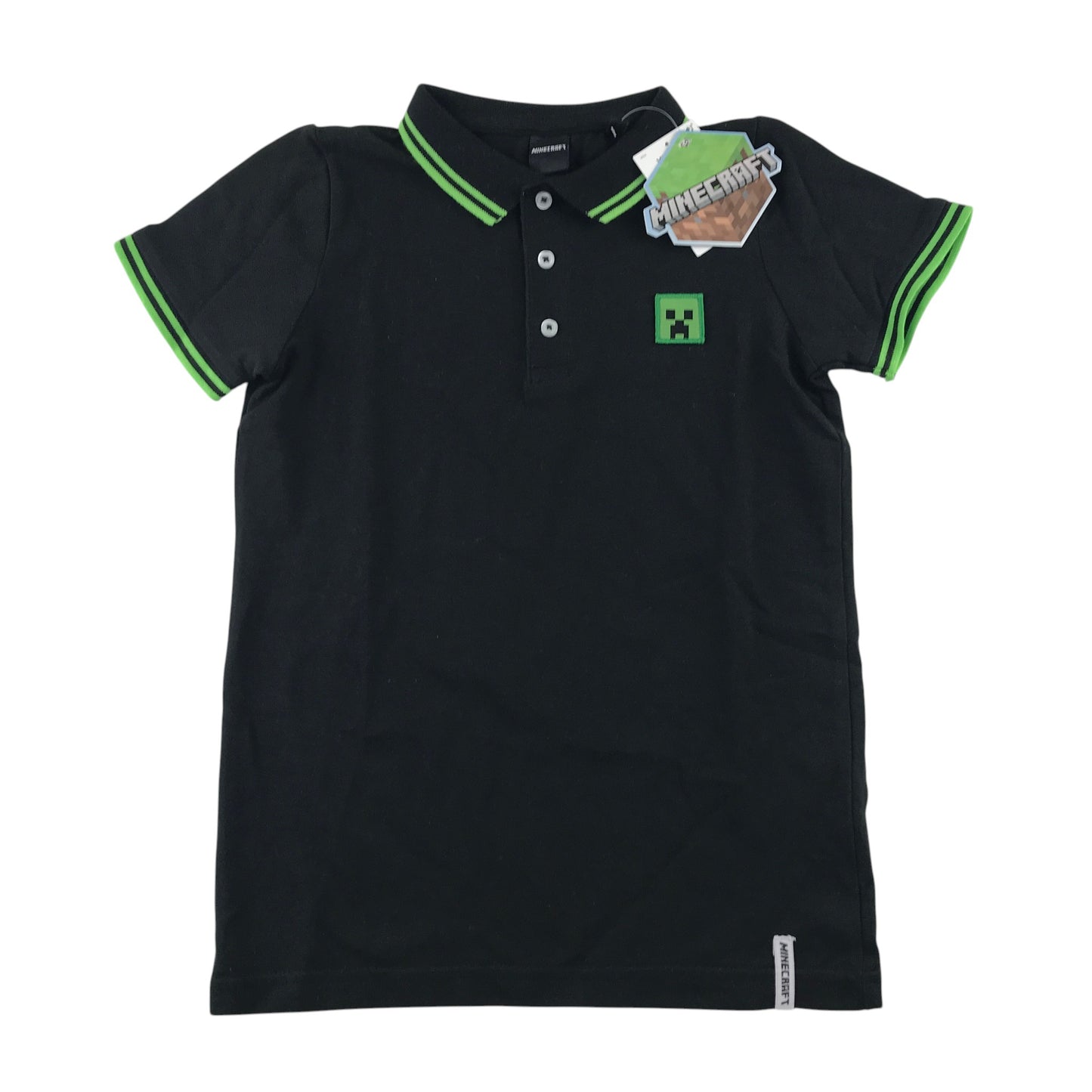 Next 8 years black polo shirt Minecraft print