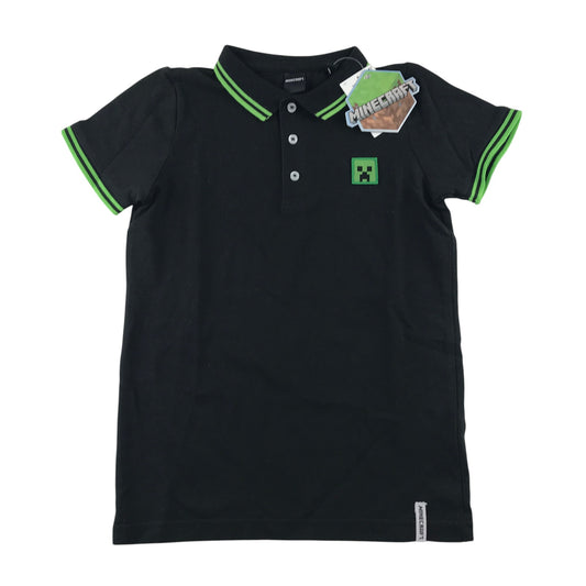 Next 8 years black polo shirt Minecraft print
