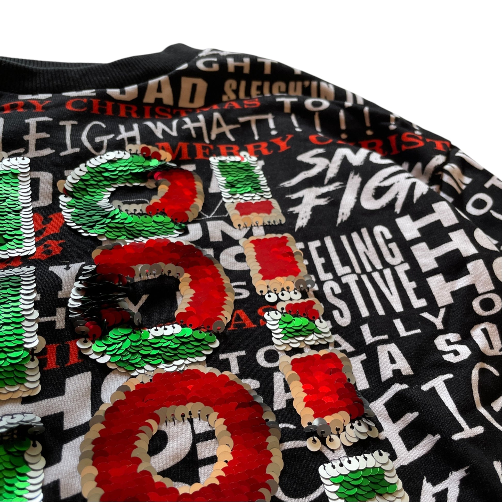 Next 4-5 years black flip sequin Ho Ho Ho Christmas sweater cotton