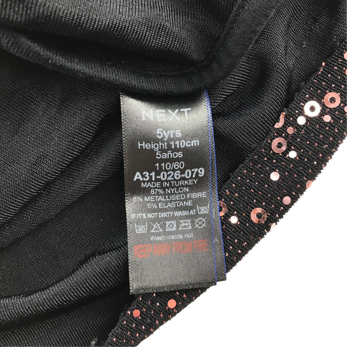 Next 4-5 years dress black sparkly sequins nylon elastane metalised fibres