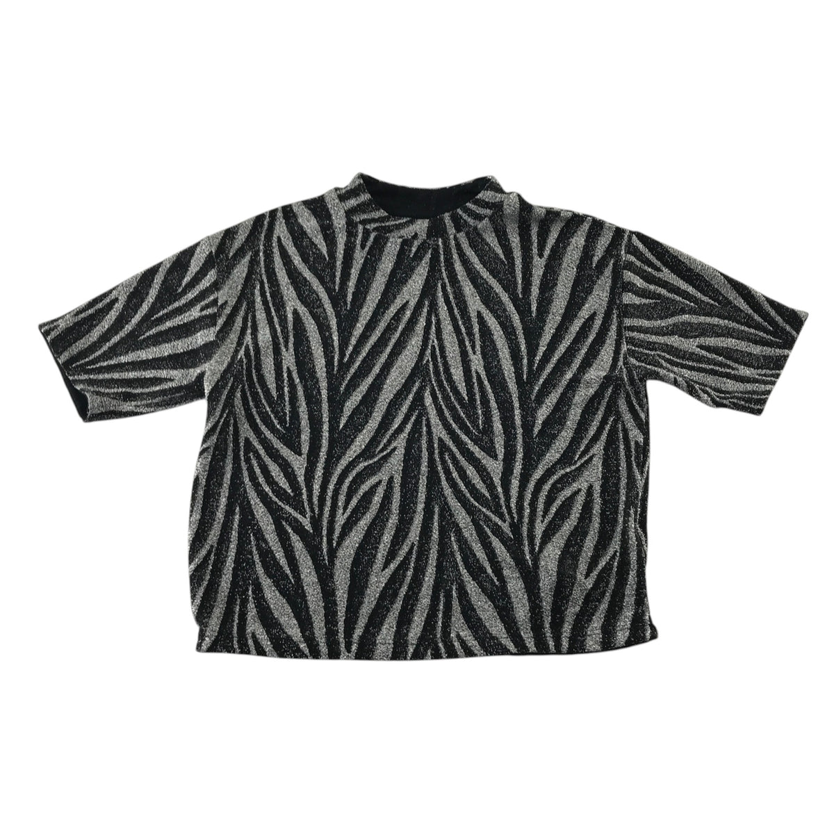 Next 5-6 years black and silver blouse sparkly graphic design nylon elastane