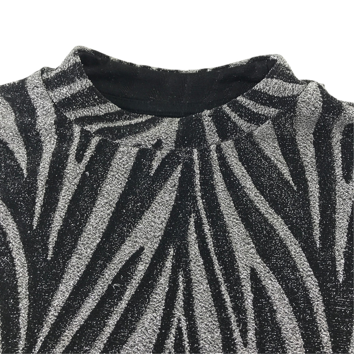 Next 5-6 years black and silver blouse sparkly graphic design nylon elastane