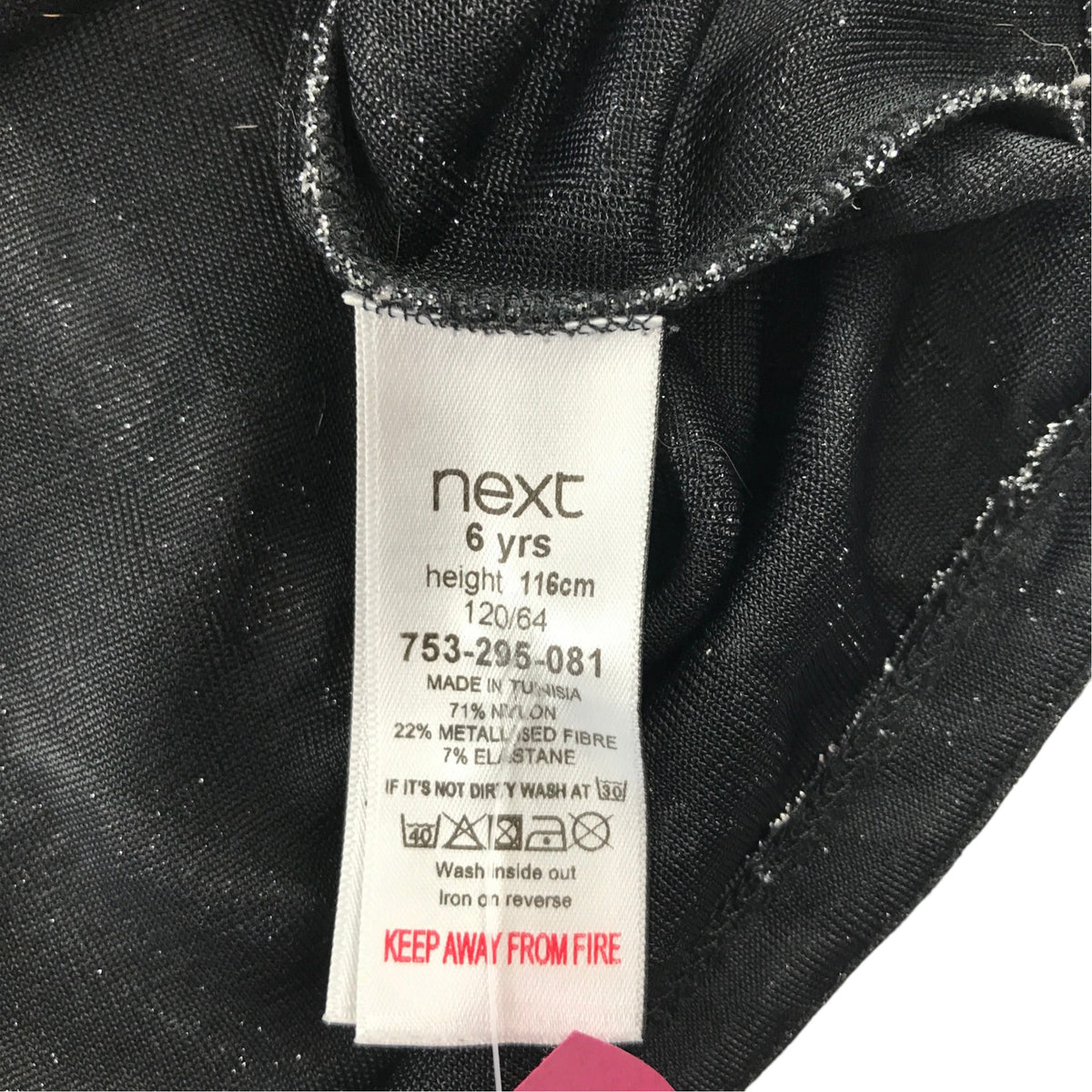 Next 5-6 years black and silver blouse sparkly graphic design nylon elastane