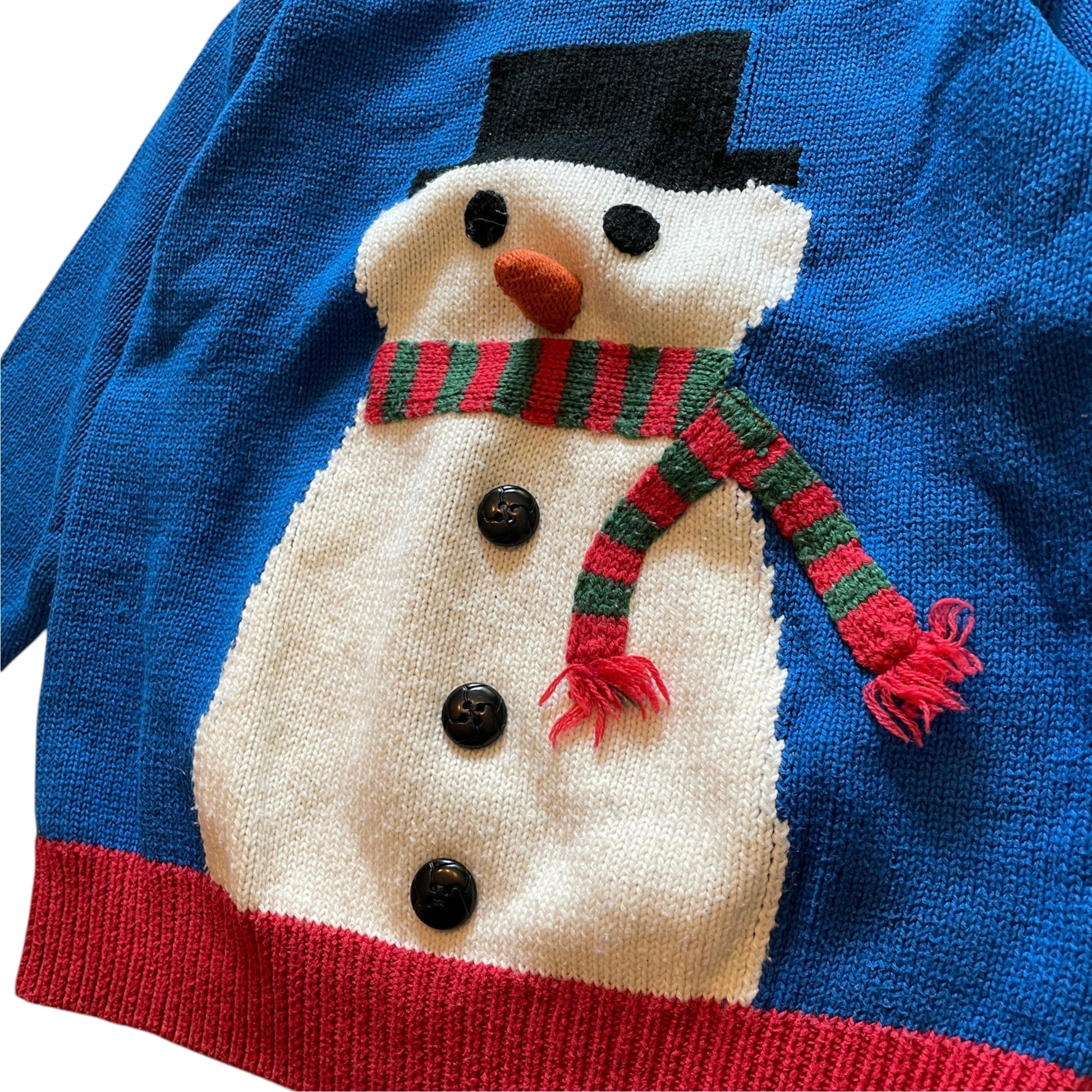 Next 5-6 years blue and red snowman Christmas jumper cotton acrylic wool