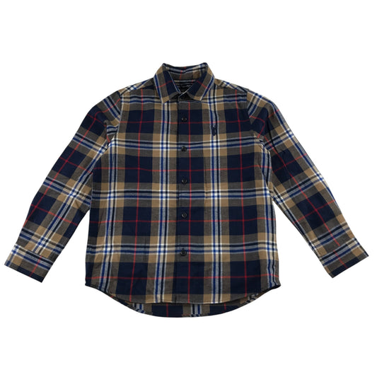 Next 5-6 years brown and navy check cotton shirt