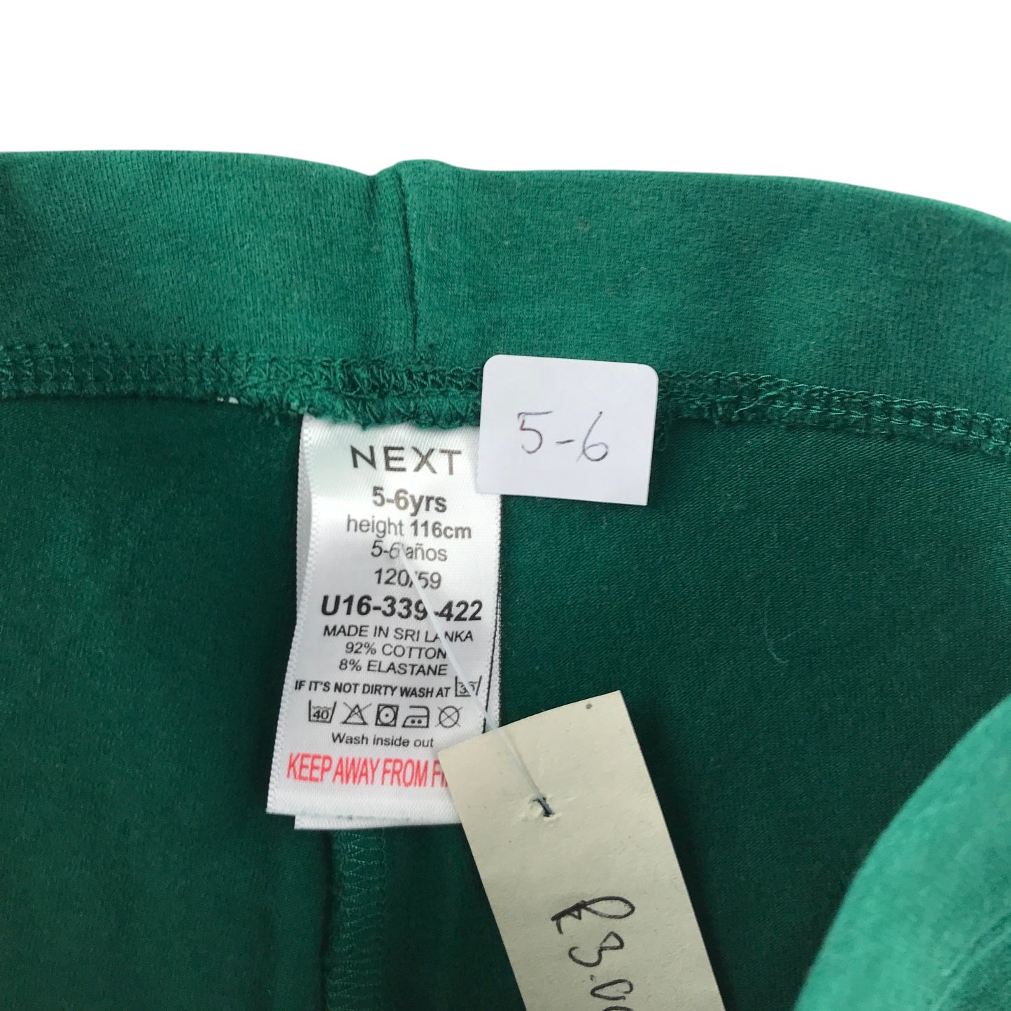 Next 5-6 years green leggings cotton elastane