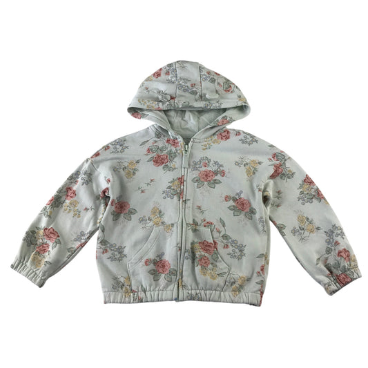 Next 5-6 years light blue floral hoodie cotton