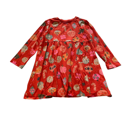 Next 5-6 years red Christmas print cotton dress