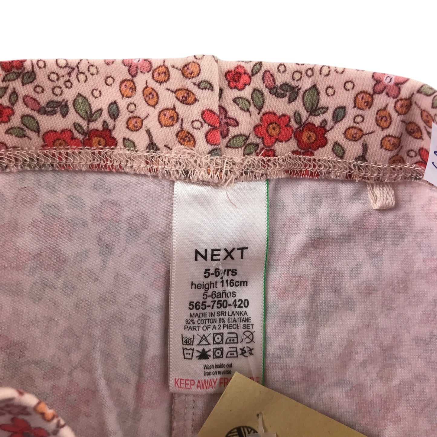 Next 5-6 years red floral leggings cotton elastane