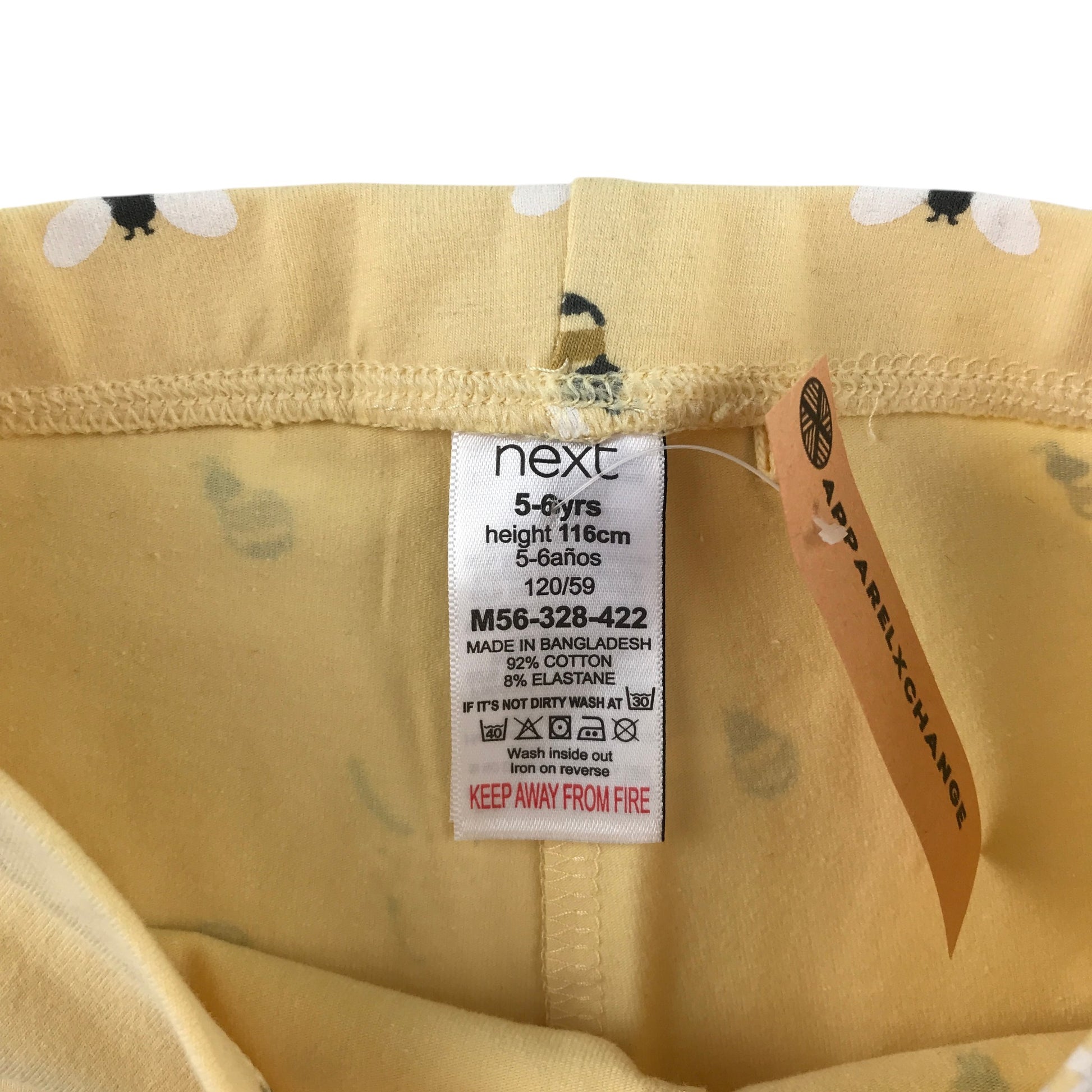 Next 5-6 years yellow bumble bee leggings cotton elastane