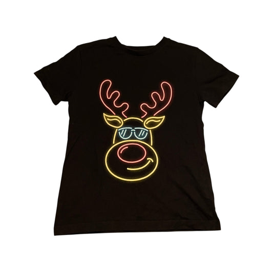Next 6-7 years black t-shirt Christmas reindeer print cotton