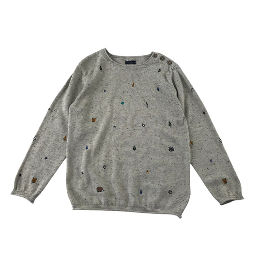 Next 6-7 years grey jumper forest theme cotton