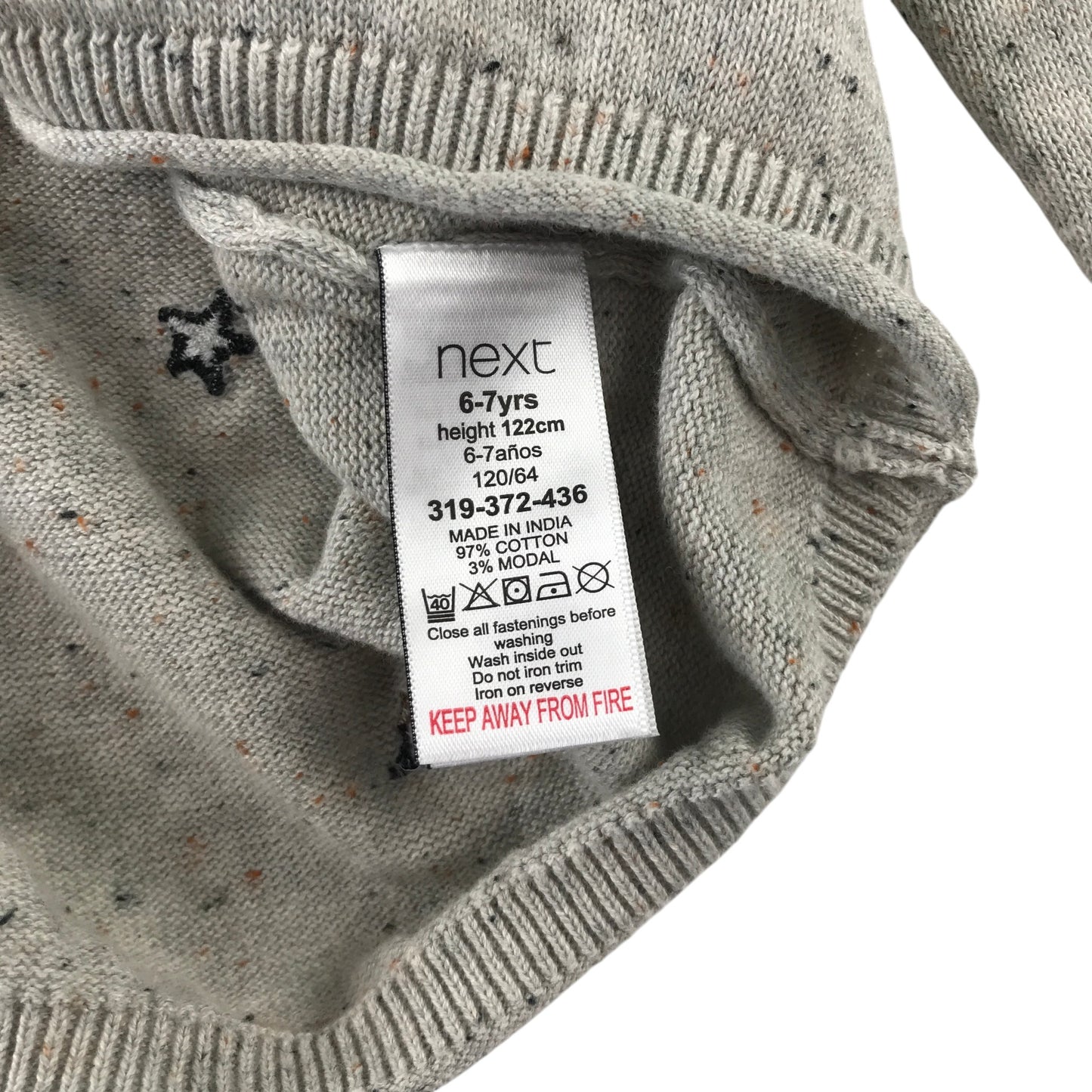 Next 6-7 years grey jumper forest theme cotton