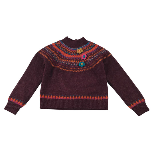 Next 6-7 years maroon jumper knit pattern wool acrylic polyester elastane mix