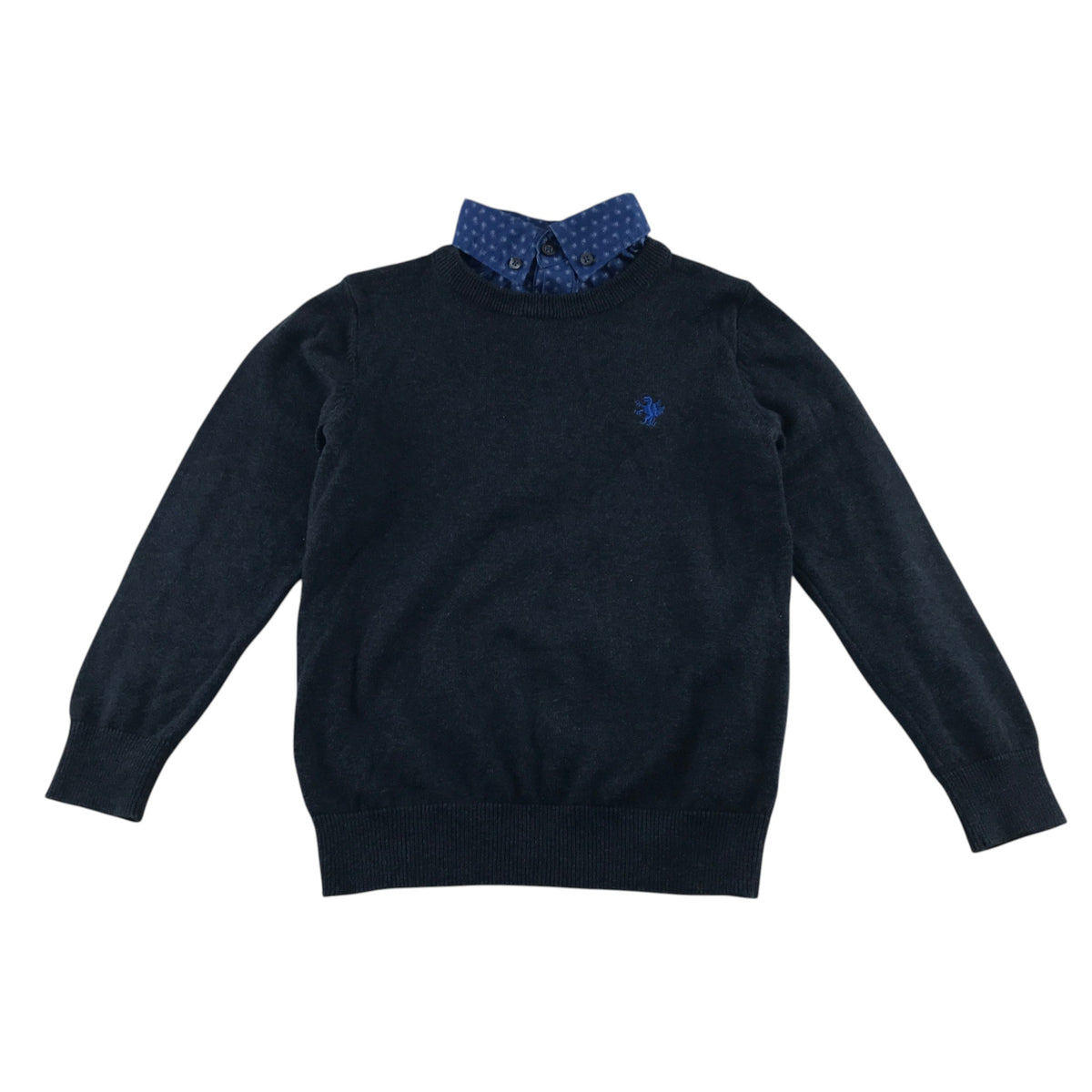 Next 6-7 years navy blue jumper with shirt collars cotton