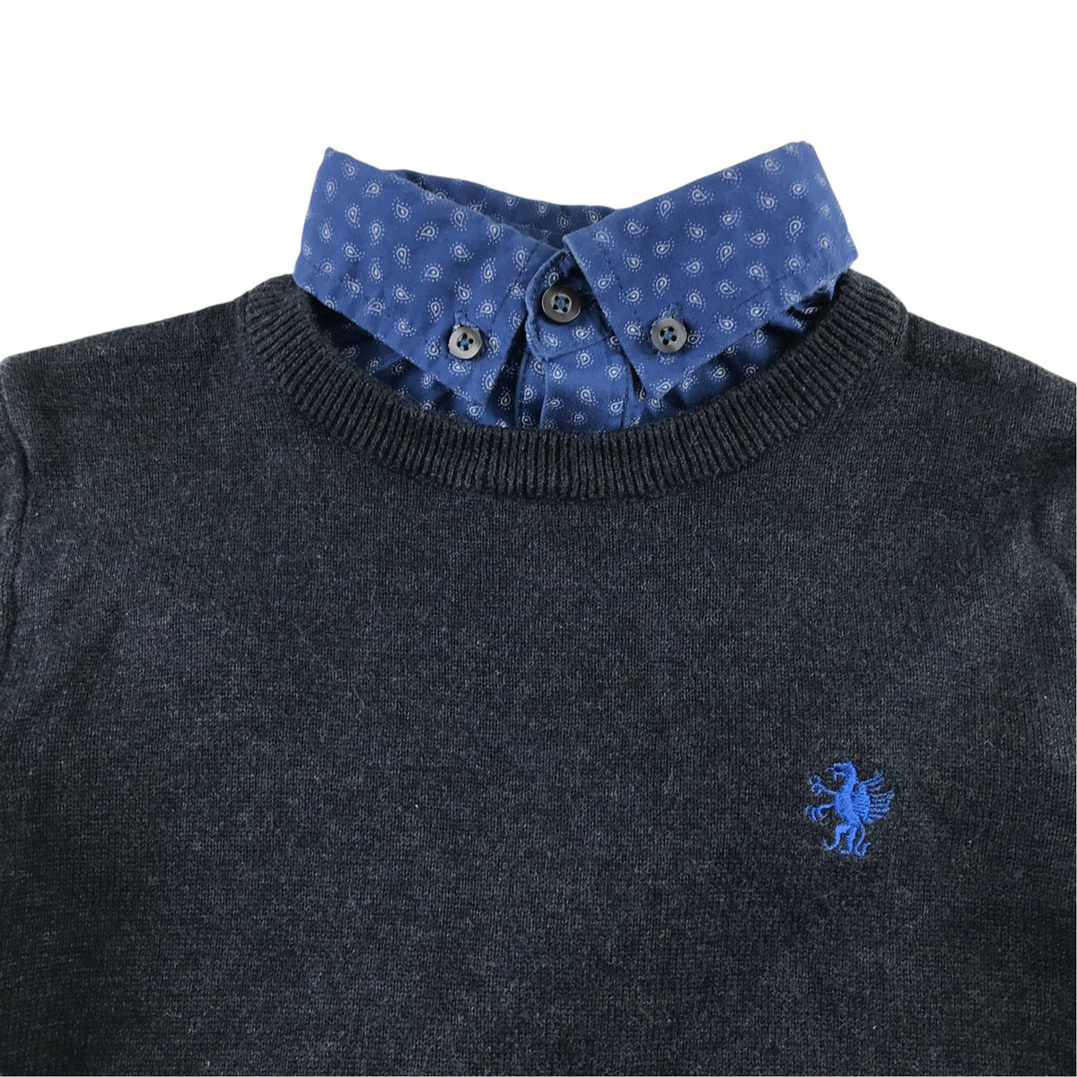 Next 6-7 years navy blue jumper with shirt collars cotton