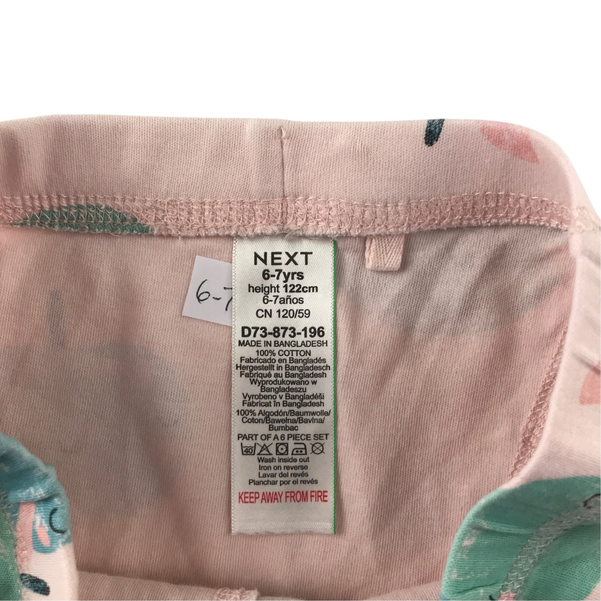 Next 6-7 years pink pyjama set apples cotton