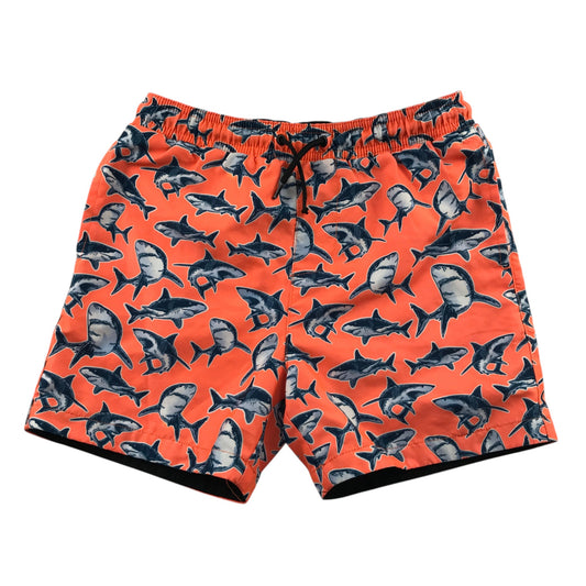 Next 7-8 years orange swim trunks sharks polyester