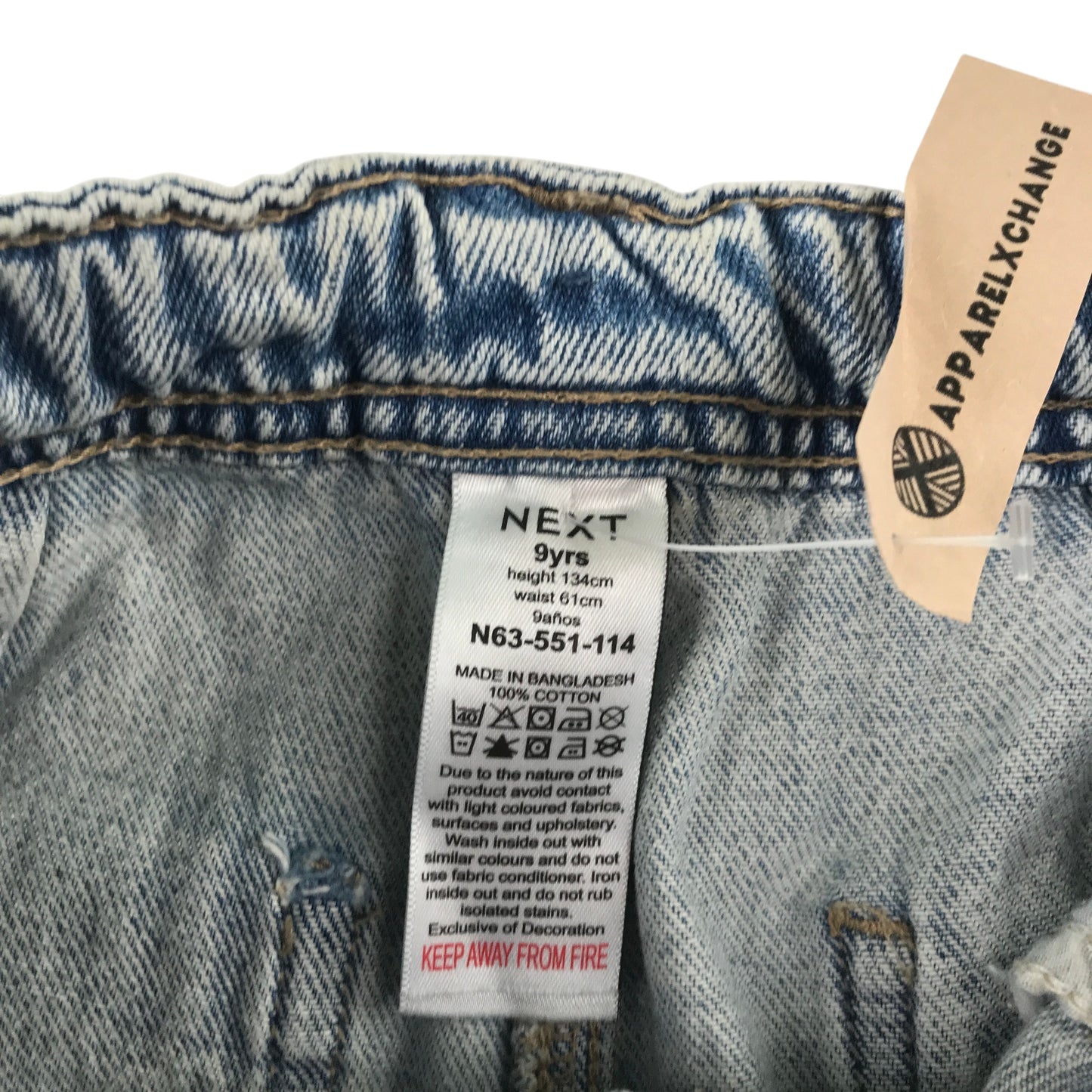 Next 8-9 years blue wide leg cotton jeans