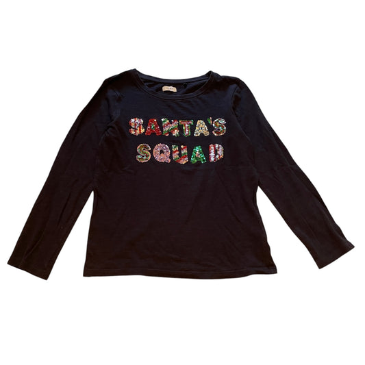 Next 8-9 years navy blue t-shirt Christmas sequin Santa's squad cotton