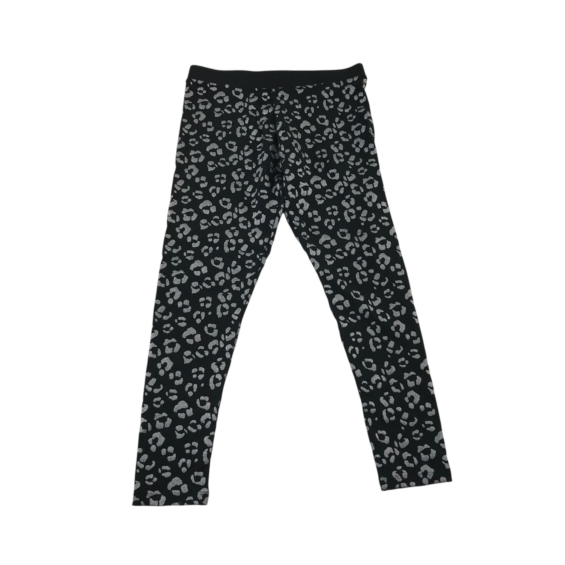 Next 9-10 years black and sparkly leopard spot leggings cotton elastane