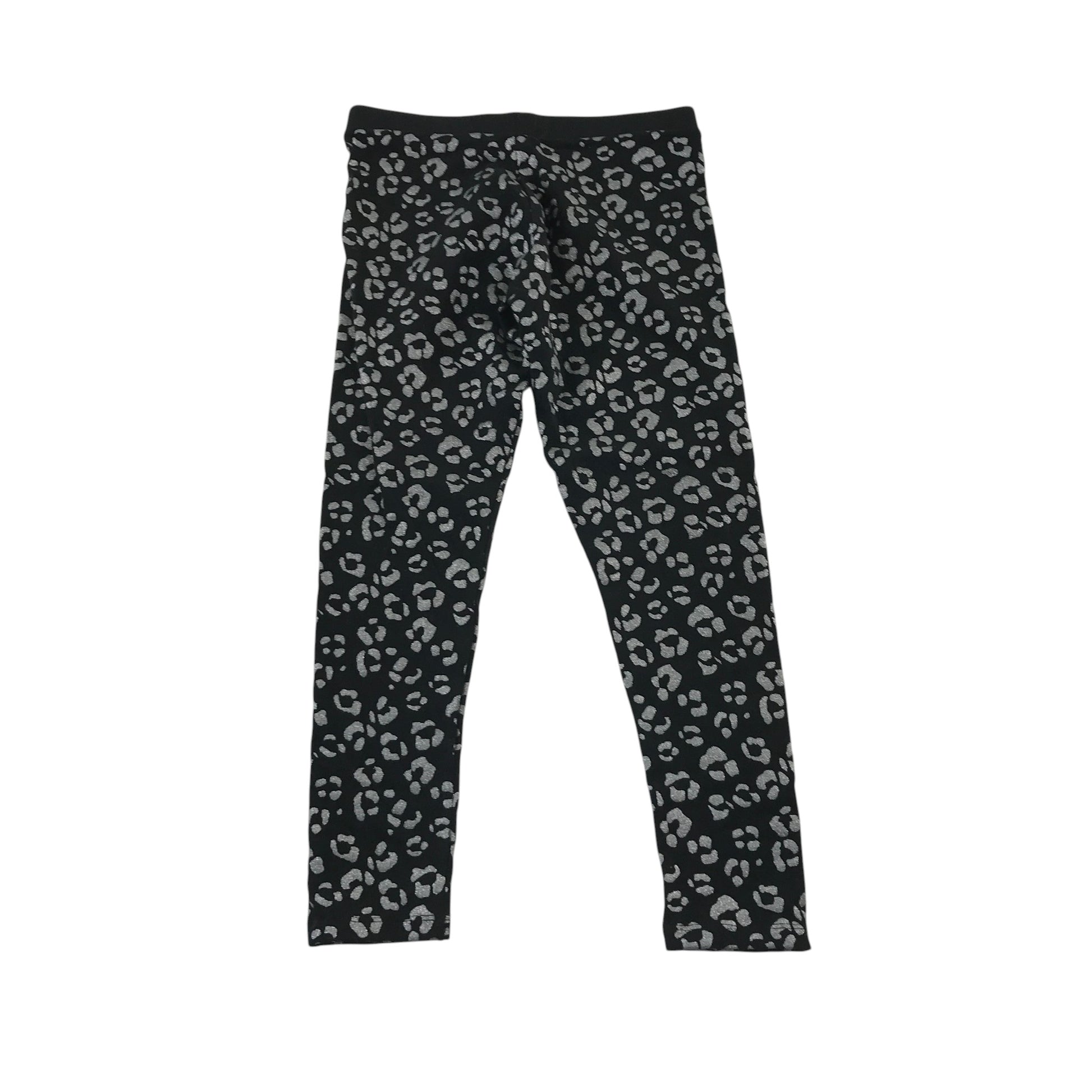 Next 9-10 years black and sparkly leopard spot leggings cotton elastane